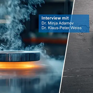 Schwebender Magnet. Schrift: Interview mit Dr. Minja Adamov und Dr. Klaus-Peter Weiss